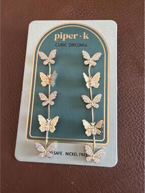 piper.k Cubic Zirconia Butterfly Drop Earrings